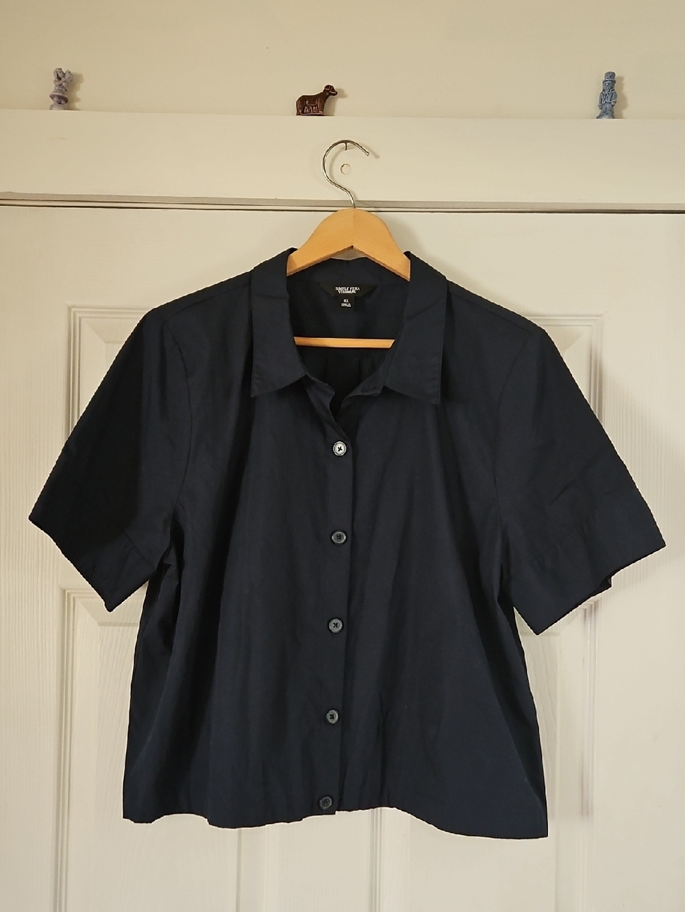 Simply Vera Vera Wang Navy Short-Sleeve Button-Down Shirt
